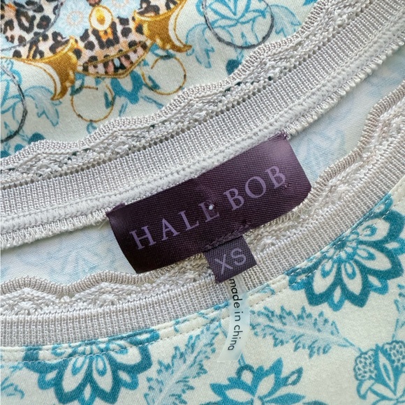 Haley Bob Floral Multicolor Print Stretch Viscose Jersey Tee XS - Picture 6 of 10